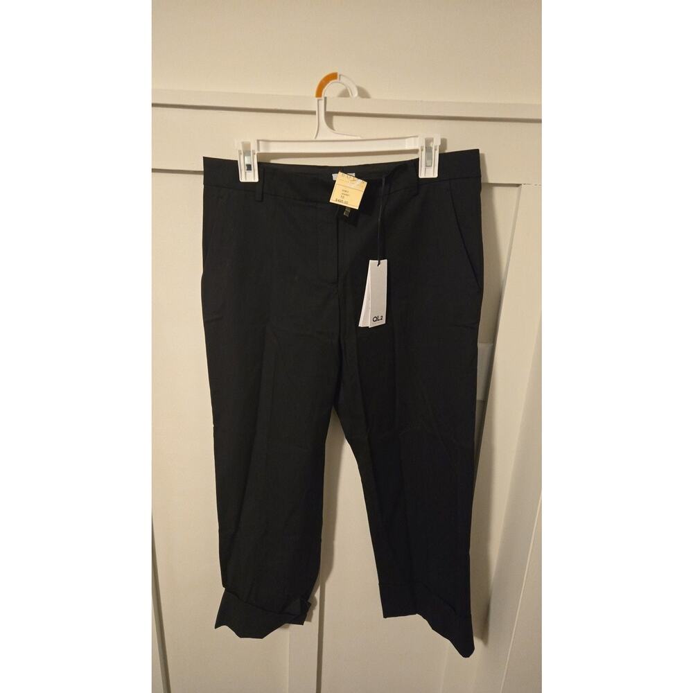 QL2 Quelledue Black Cuffed Tailored Trousers Size 10